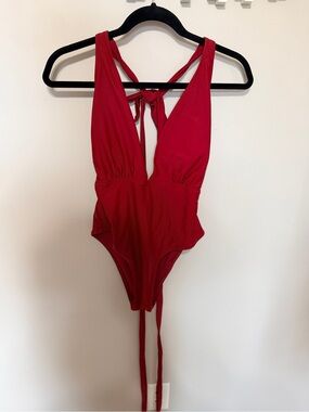 Cupshe Red Plunging Convertible Multiway Wrap One-Piece Swimsuit
